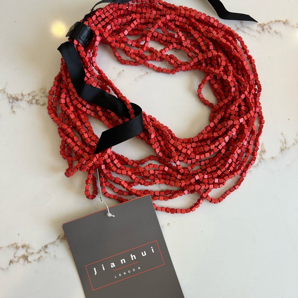 Red Multi-Strand Necklace